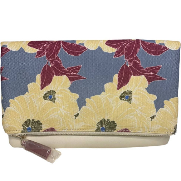 Rachel Pally Reversible Vegan Clutch Floral Bloom White Purse - Picture 1 of 12